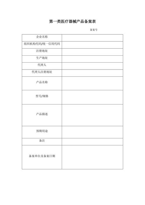 第一类医疗器械产品备案表